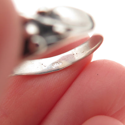925 Sterling Silver Vintage Modernist Wavy Oxidized Ring Size 6.75