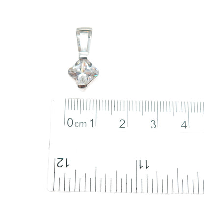 KEN CRAFTS 925 Sterling Princess & Tapered Baguette-Cut C Z Mini Slide Pendant