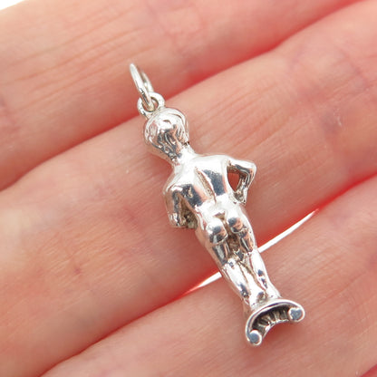 925 Sterling Silver Vintage Manneken Pis 3D Charm Pendant