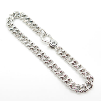 925 Sterling Silver With You Lockets Curb Link Bracelet 6.75"