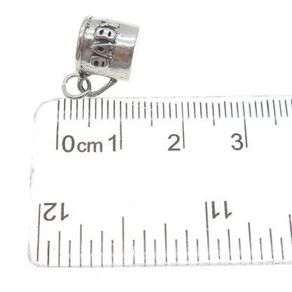 SUNWEST Sterling Silver Vintage Baby Cup Oxidized Minimalist 3D Charm Pendant