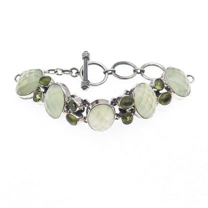 Sajen 925 Sterling Silver Vintage Real Green Amethyst & Peridot Bracelet 7-8"