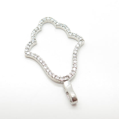 925 Sterling Silver C Z Hamsa Amulet Pendant