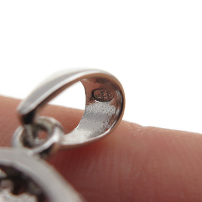 925 Sterling Silver Round-Cut Champagne & White C Z Mini Charm Pendant