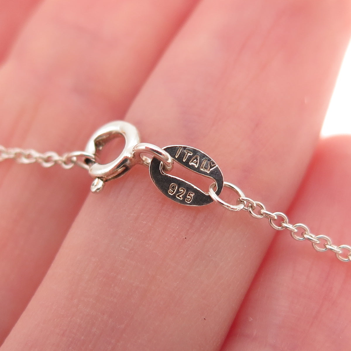 925 Sterling Silver Rose Gold Accent Vintage Real Red Garnet Chain Necklace 18"