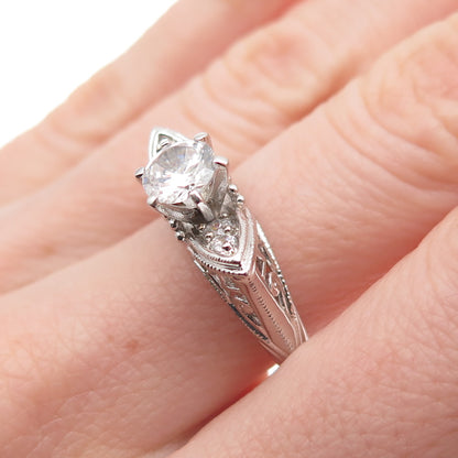 925 Sterling Silver Round-Cut C Z Engagement Ring Size 7.75