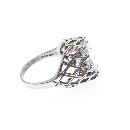 KABANA 925 Sterling Silver Vintage Oval-Cut C Z Woven Oxidized Ring Size 8