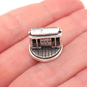 Bell Trading Post 925 Sterling Silver Vintage SF Cable Car Rotating 3D Pendant