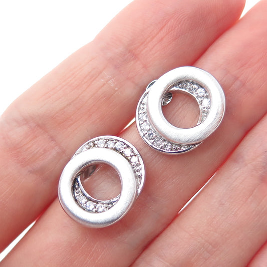 925 Sterling Silver Round-Cut C Z Eternity Earrings