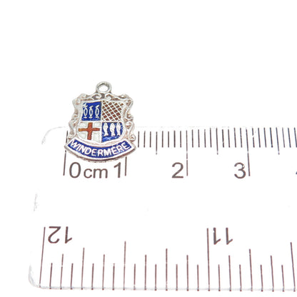 925 Sterling Silver Vintage Enamel Windermere Coat of Arms Minimalist Pendant