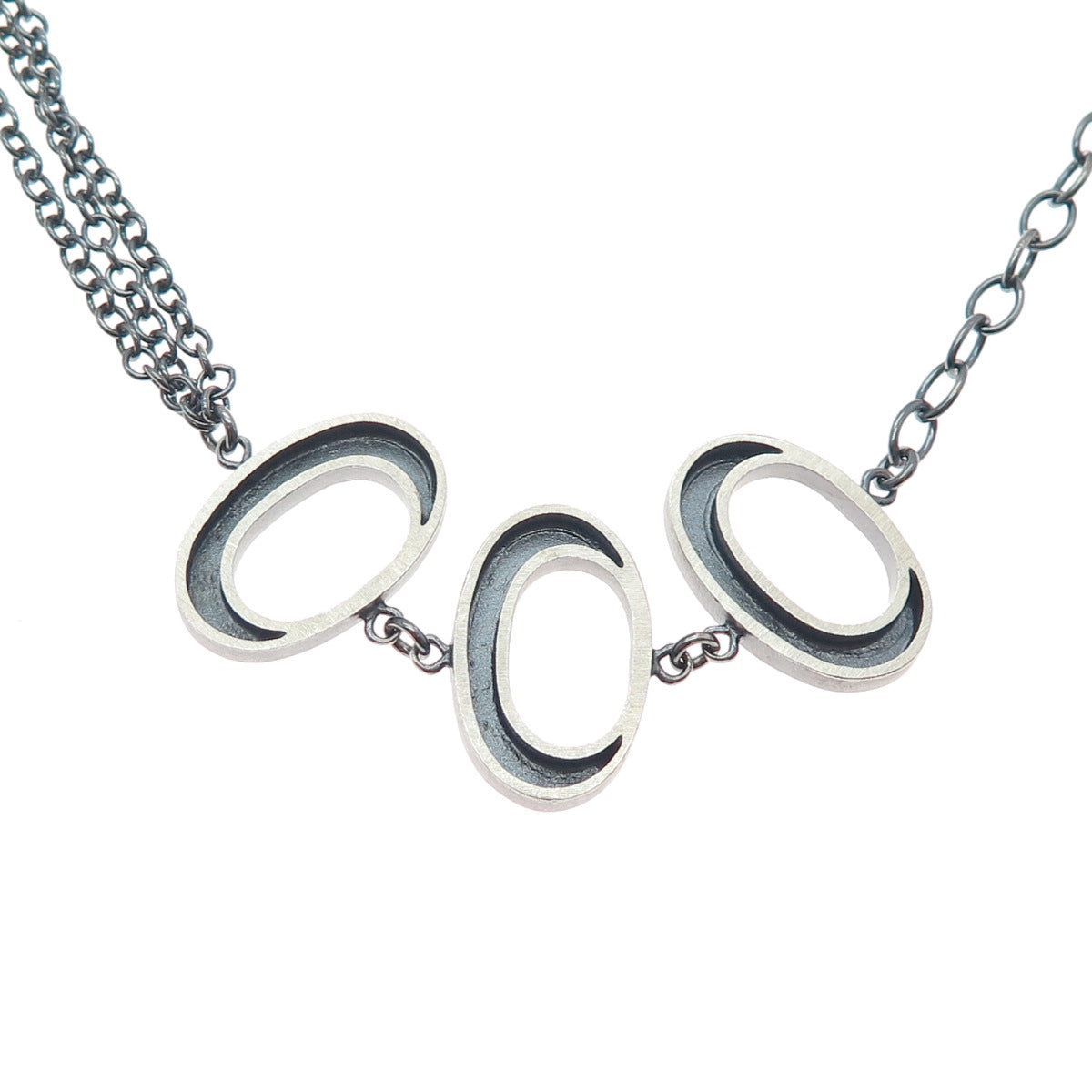 BREE 925 Sterling Silver Vintage Modernist Oxidized Cable Chain Necklace 26"