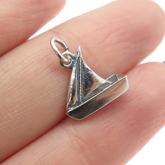 925 Sterling Silver Antique Art Deco Sailboat Charm Pendant