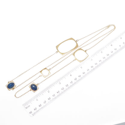 925 Sterling Silver Gold Plated Real Doublet Lapis Lazuli Modernist Necklace 36"