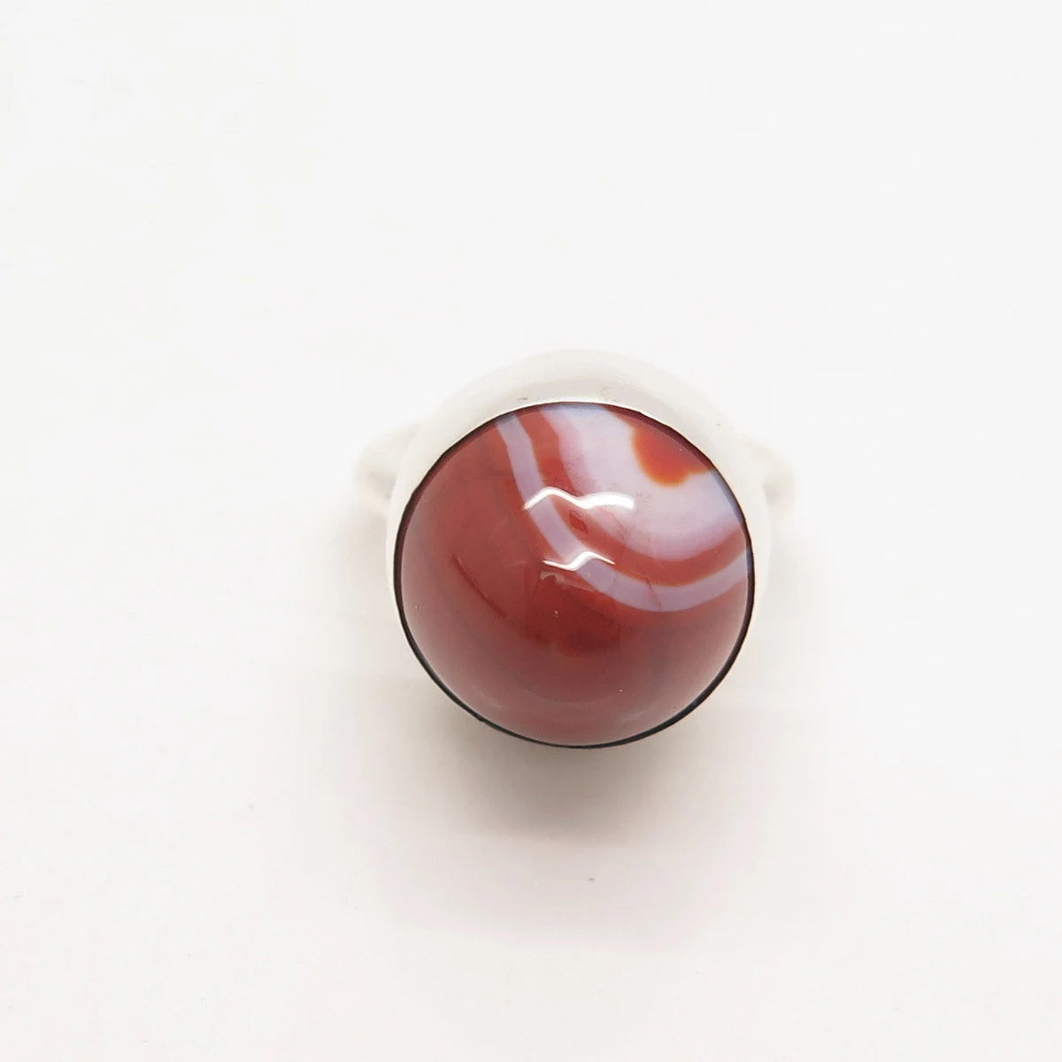925 Sterling Silver Vintage Real Agate Gemstone Ring Size 4.25