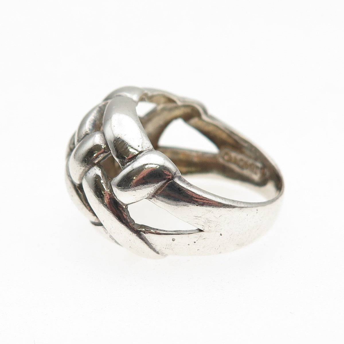 Chapal Zenray 925 Sterling Silver Vintage Woven Dome Oxidized Ring Size 7.5