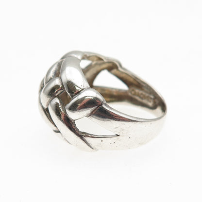 Chapal Zenray 925 Sterling Silver Vintage Woven Dome Oxidized Ring Size 7.5