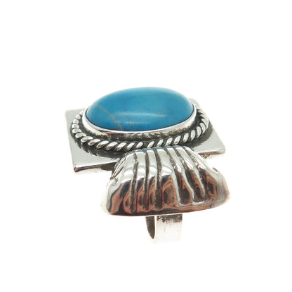 925 Sterling Silver Vintage Real Turquoise Gemstone Slide Pendant