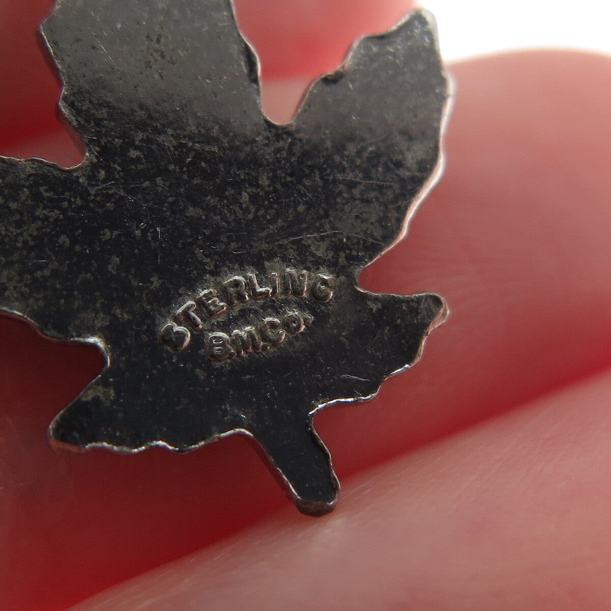 BMCO 925 Sterling Silver Antique "Niagara Falls" Enamel Maple Leaf Charm Pendant