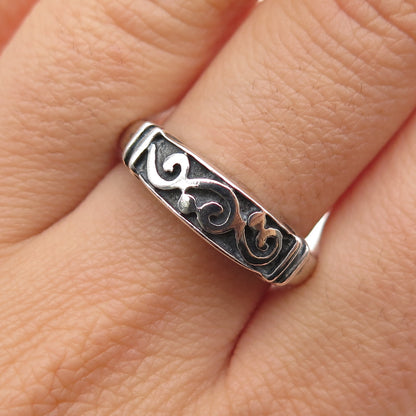 CHARLES WINSTON 925 Sterling Silver Vintage Swirl Oxidized Band Ring Size 8.25
