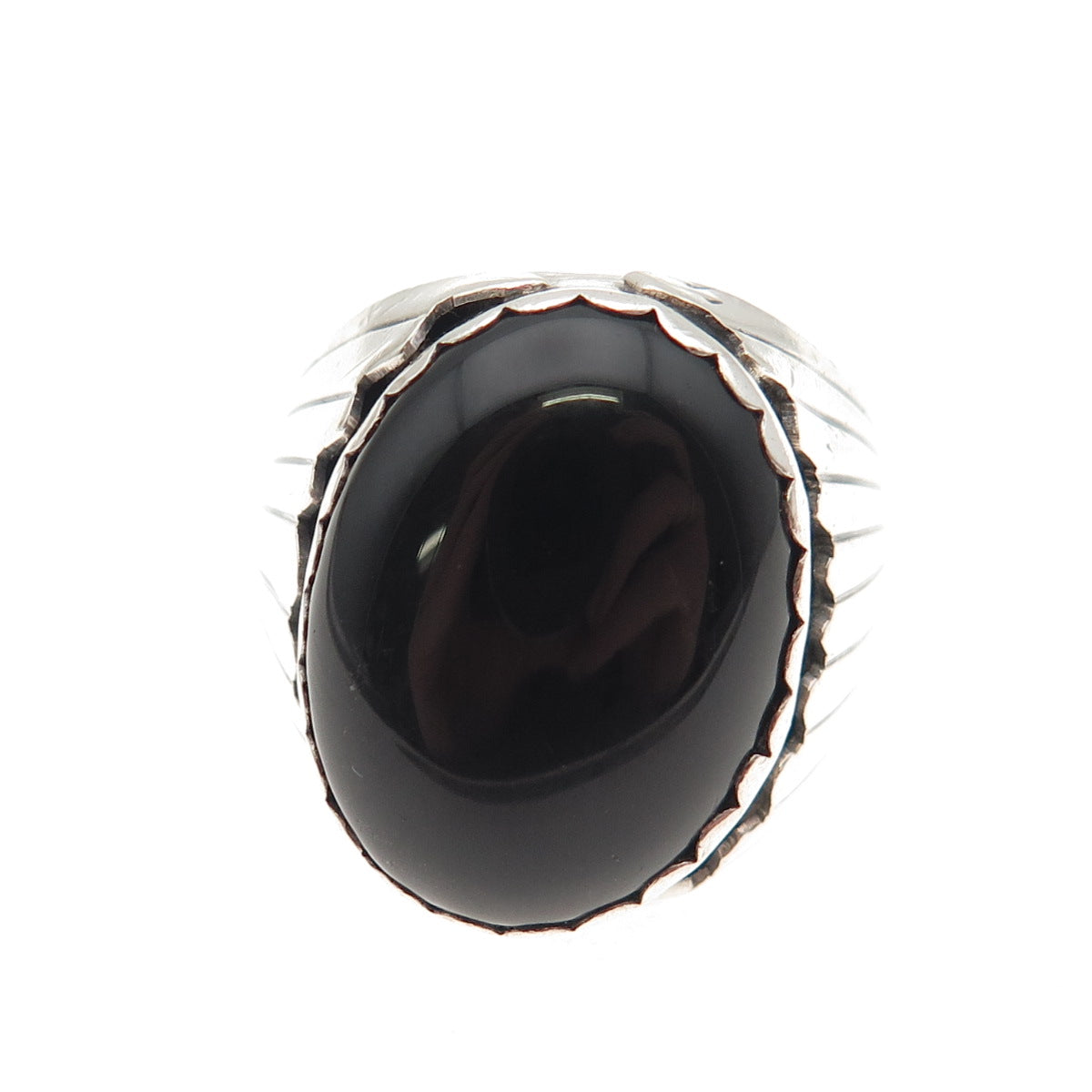 Old Pawn 925 Sterling Silver Vintage Southwestern Black Onyx Ring Size 8.25