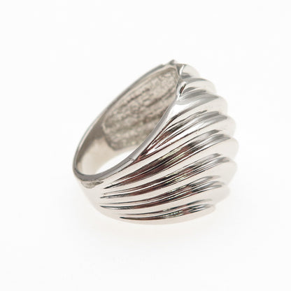 SX Sally C 925 Sterling Silver Vintage Modernist Ribbed Ring Size 7.25