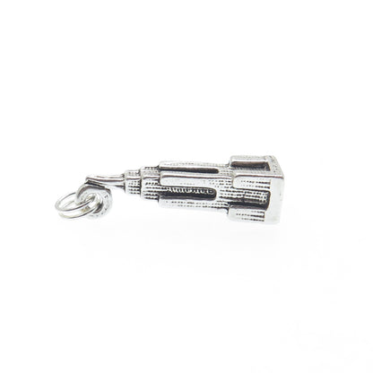 925 Sterling Silver Vintage Empire State Building Minimalist 3D Charm Pendant