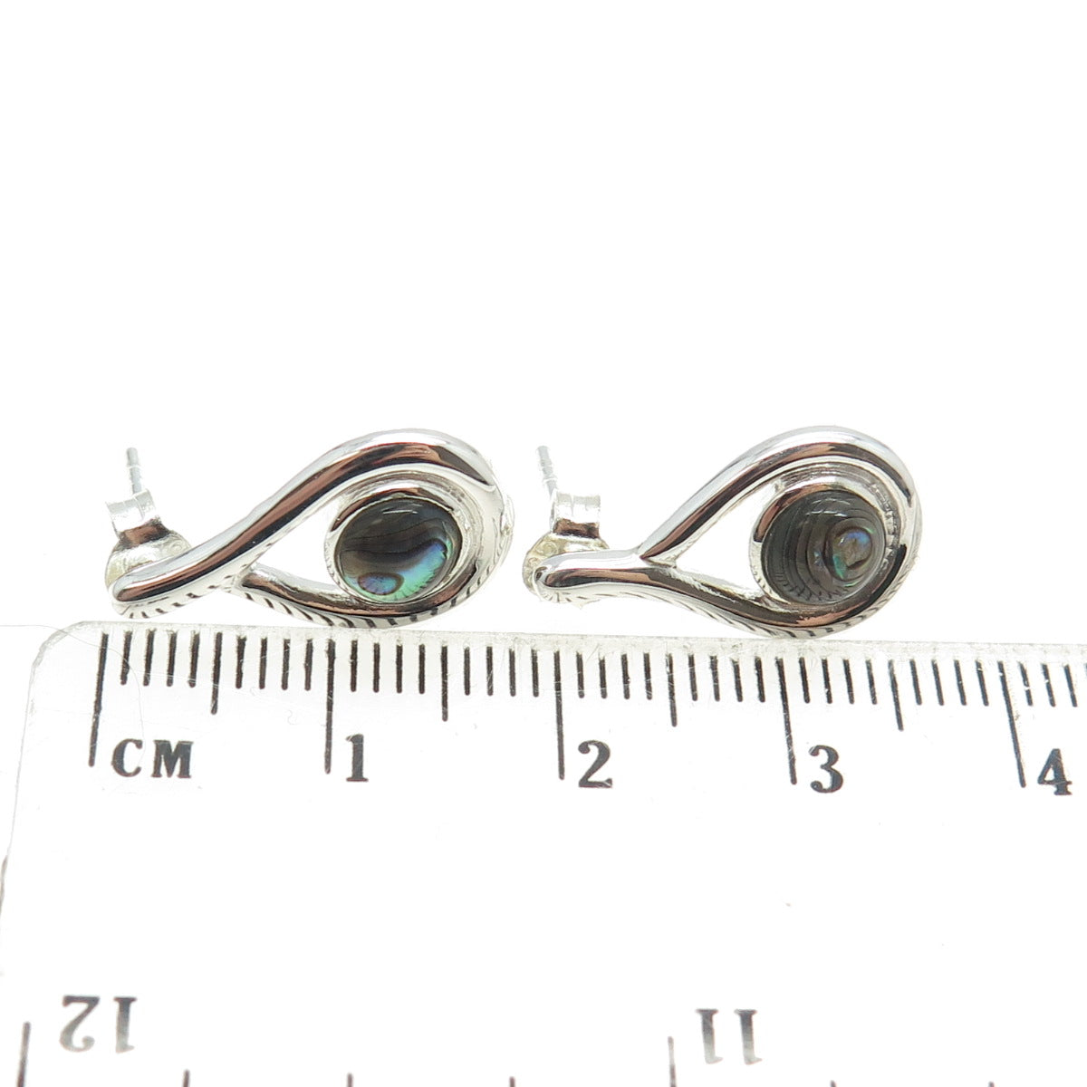 925 Sterling Silver Real Abalone Shell Teardrop Earrings