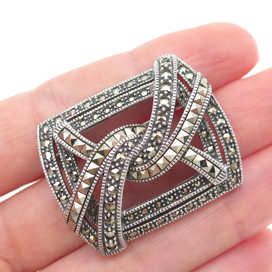Judith Jack 925 Sterling Silver Vintage Real Marcasite Oxidized Pin Brooch
