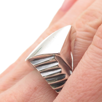925 Sterling Silver Vintage Modernist Claw Oxidized Ring Size 7