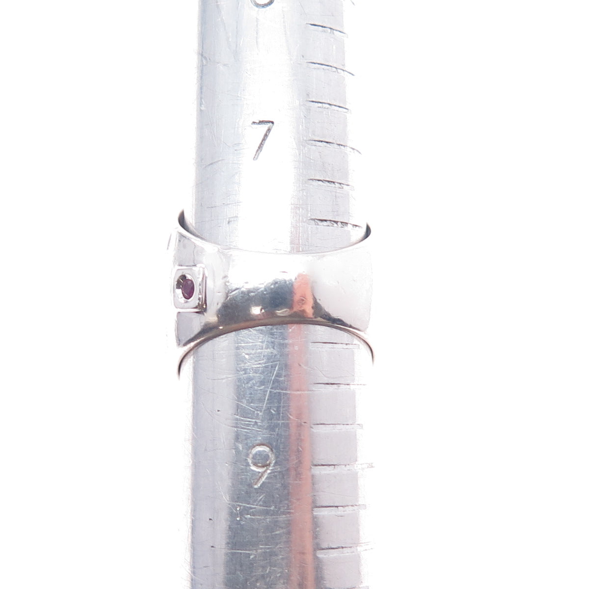 ELLE 925 Sterling Silver Real Round-Cut Ruby Flower Ring Size 8.25