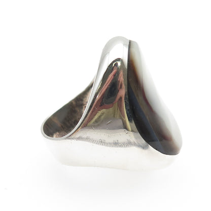 CHAPAL ZENRAY Sterling Silver Vintage Real Abalone Shell Modernist Ring Size 8