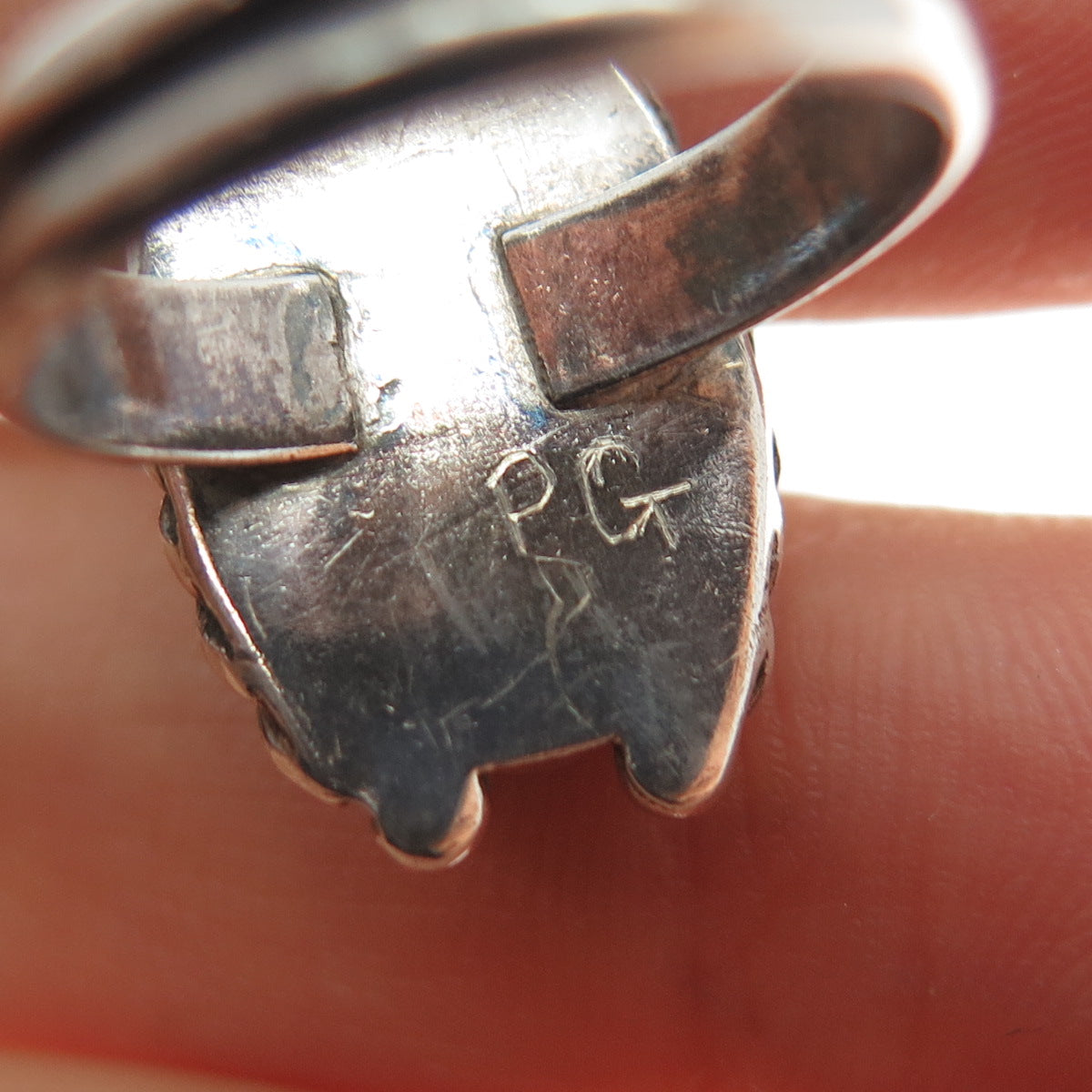 Old Pawn 925 Sterling Silver Vintage PG Navajo Kingman Turquoise Ring Size 5.25