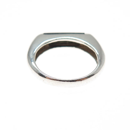 925 Sterling Silver Vintage Real Black Onyx Modernist Ring Size 7