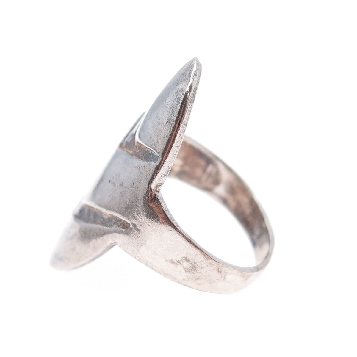 925 Sterling Silver Vintage Modernist Wave Oxidized Ring Size 6.75