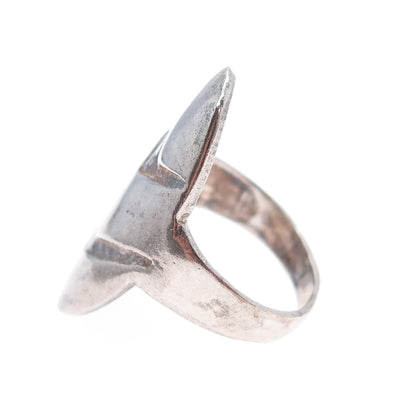 925 Sterling Silver Vintage Modernist Wave Oxidized Ring Size 6.75