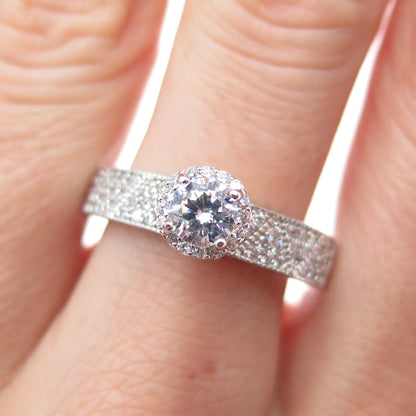 925 Sterling Silver Round-Cut C Z Engagement Ring Size 9.5
