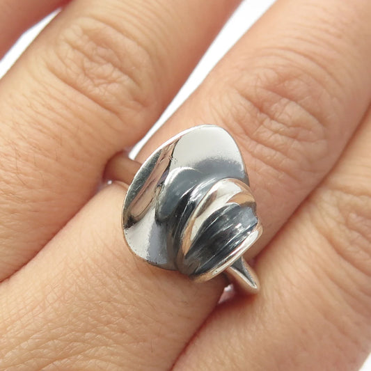 925 Sterling Silver Vintage Modernist Ring Size 7.25