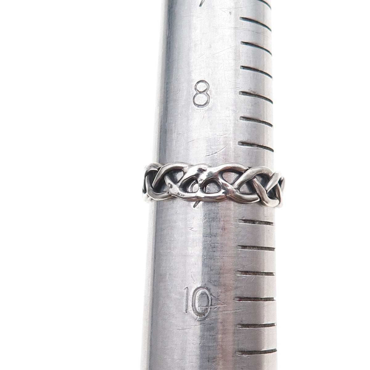 925 Sterling Silver Vintage Celtic Woven Oxidized Band Ring Size 9