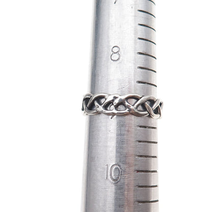 925 Sterling Silver Vintage Celtic Woven Oxidized Band Ring Size 9