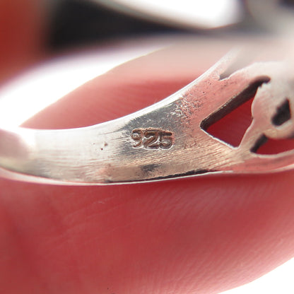 925 Sterling Silver Vintage Celtic Knot Heart Arrow Oxidized Ring Size 6.25