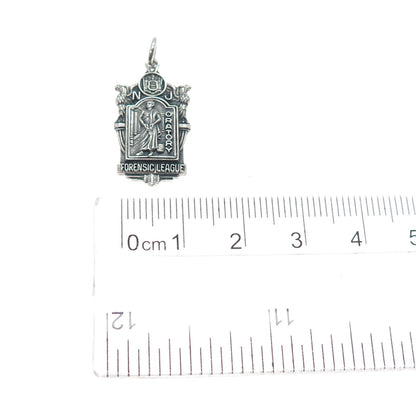 925 Sterling Silver Antique NJ Oratory Forensic League Oxidized Charm Pendant