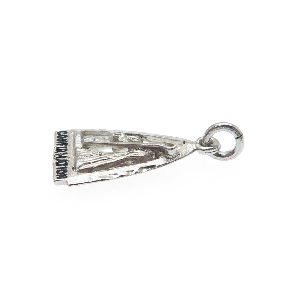 925 Sterling Silver Vintage Confirmation Oxidized Minimalist Charm Pendant