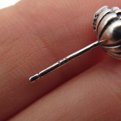 925 Sterling Silver Purple Glass Oxidized Stud Earrings