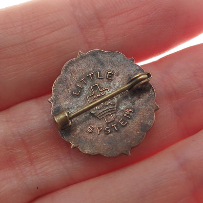 LITTLE SYSTEM CROSS & CROWN Gold Plated Antique Enamel Methodist Cross Brooch
