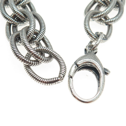 925 Sterling Silver Vintage Double Oval Cable Link Bracelet 7.25"