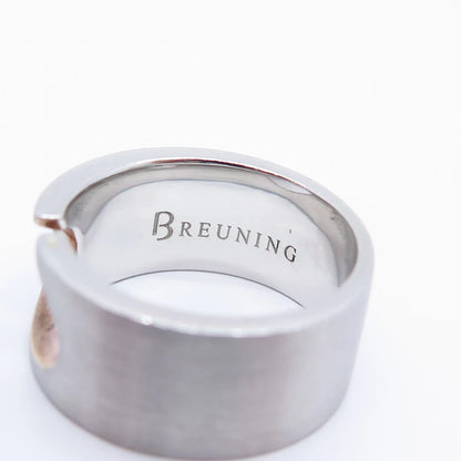 925 Sterling Silver Gold Plated Vintage Breuning Band Ring Size 6.25