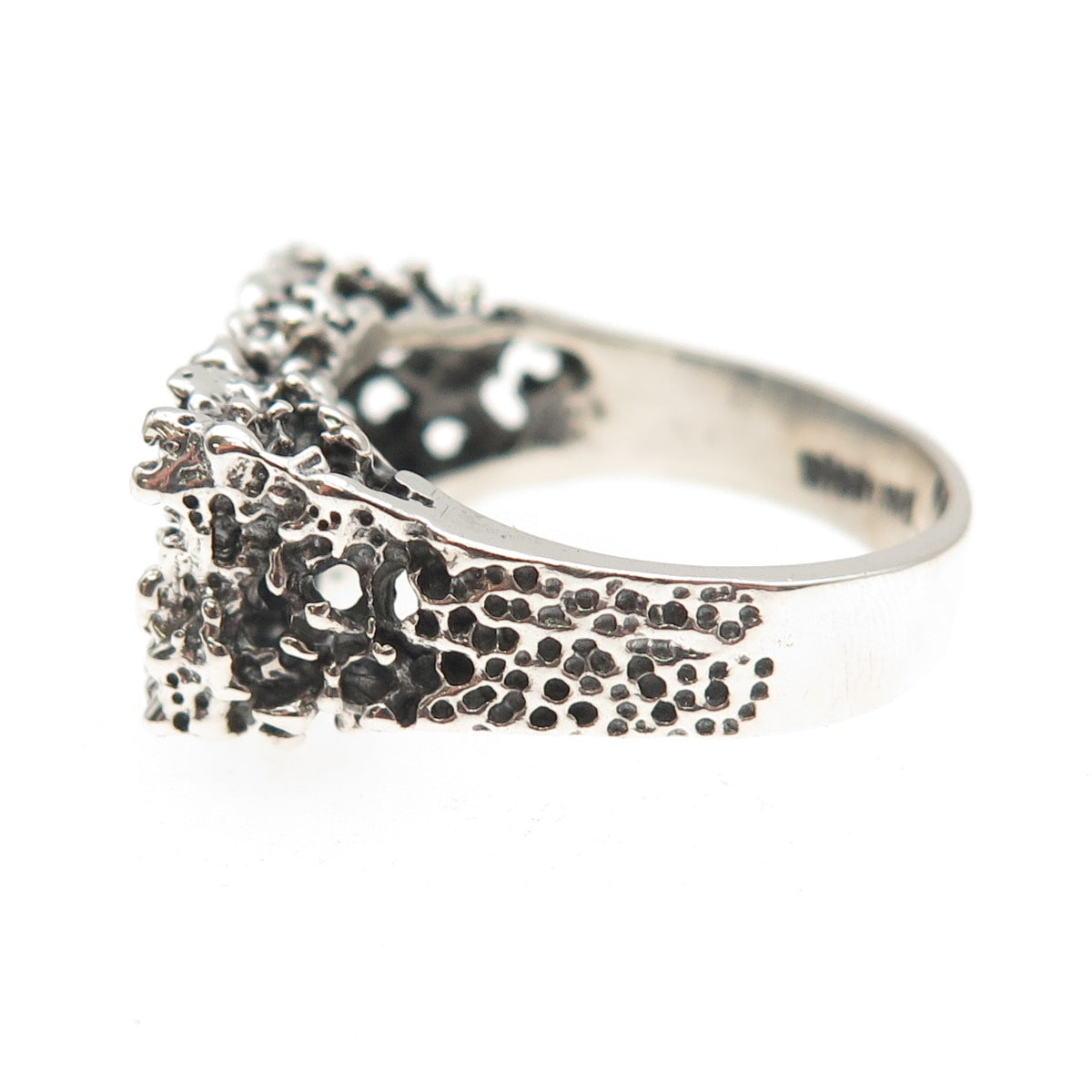 Ostby & Barton 925 Sterling Silver Vintage Modernist Nugget Oxidized Ring Size 9