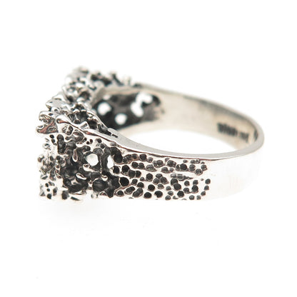 Ostby & Barton 925 Sterling Silver Vintage Modernist Nugget Oxidized Ring Size 9