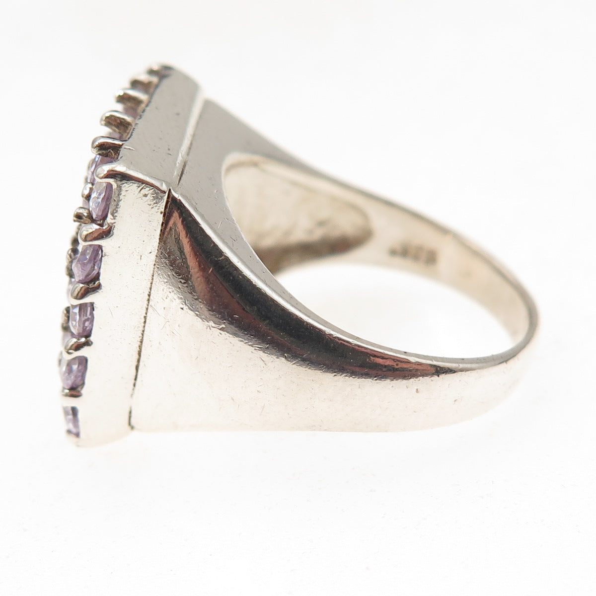 Chateau D’Argent 925 Sterling Silver Vintage Round-Cut Lavender C Z Ring Size 7