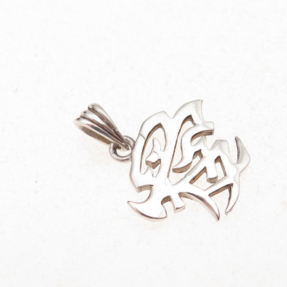 925 Sterling Silver Vintage Chinese Character Love Charm Pendant